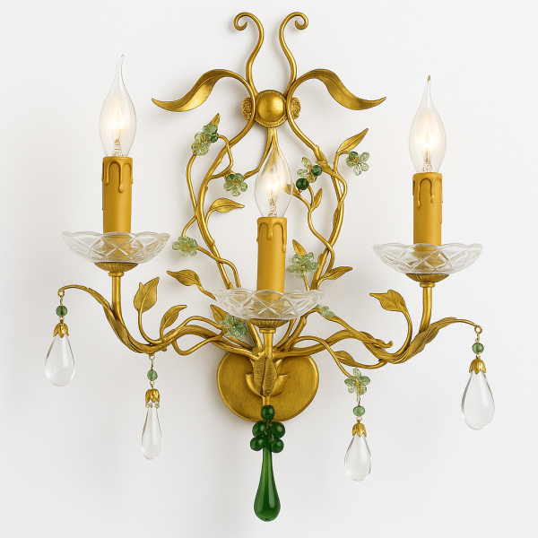 Винтажные муранские бра “Vite Verde”, Италия, ≈ 1955 г.
Gilt Brass · Murano Opaline · Crystal Bobeche — изображение 3
