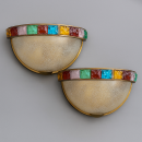 Пара бра Longobard,
Золотая полусфера с мозаикой из цветного Hammered Glass Mosaic, Verona, Italy 1970‑е годы