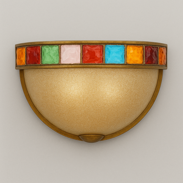 Пара бра Longobard,
Золотая полусфера с мозаикой из цветного Hammered Glass Mosaic, Verona, Italy 1970‑е годы — изображение 6