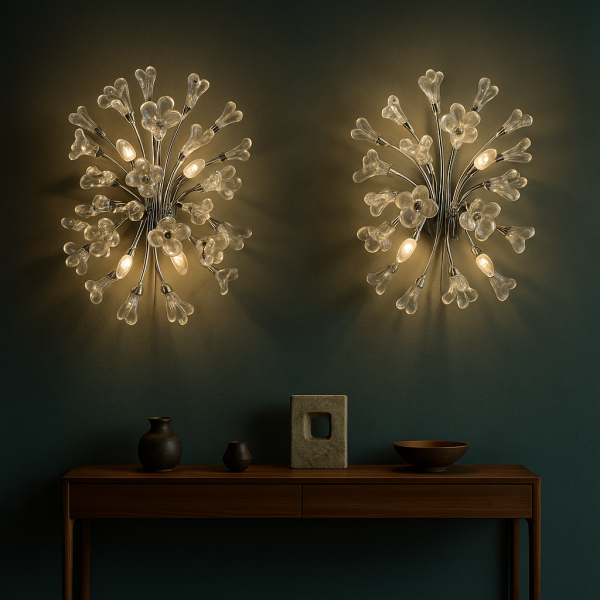 “Ice-Flower Sputnik” Murano ghiaccio glass × хром Paolo Venini / VeArt, Италия, 1960-е — изображение 4